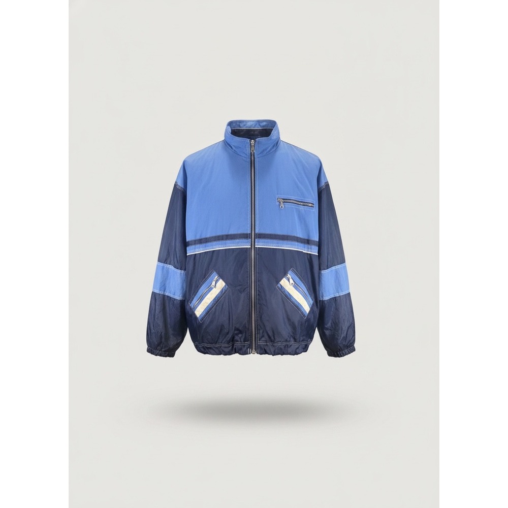 Vintage AB.BA‎ Men Blue Colorblock Windbreaker Jacket Full Zip Retro 90s Large
